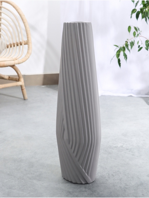 Ваза керамика напольная "Айко" 58х13 см, серый