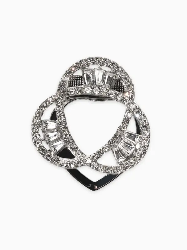 Зажим для платка "Узоры" три нити, цвет белый в серебре