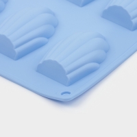 Форма для выпечки Доляна &laquo;Подводный мир. Ракушка&raquo;, силикон, 28&times;17&times;2 см, 9 ячеек (6,7&times;4,5&times;1,3 см), цвет голубой