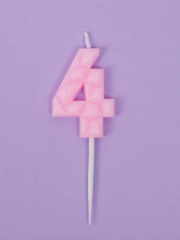 Свеча для торта &laquo;Цифра 4&raquo;, светло-розовая