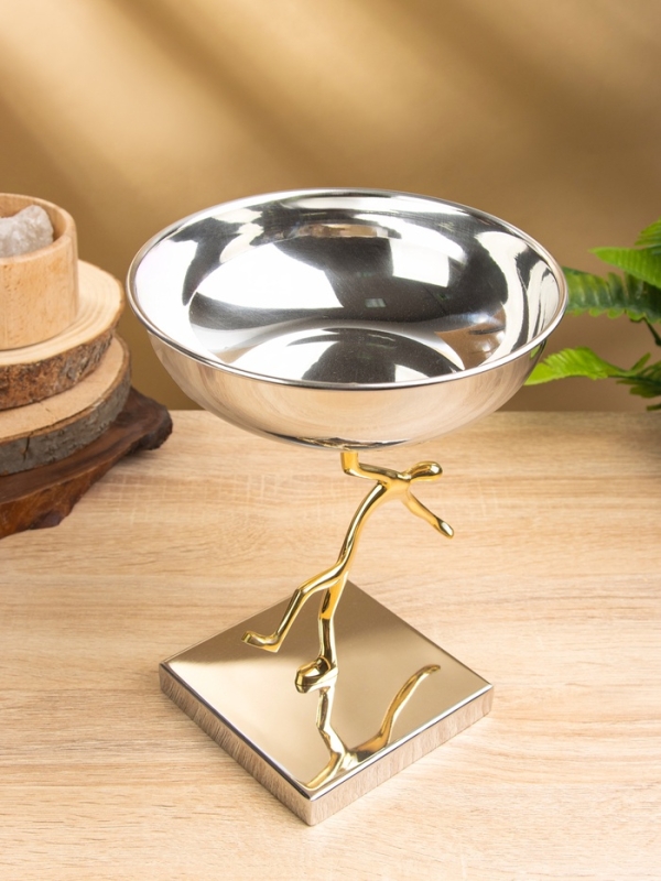 Блюдо сервировочное на подставке "Человек" d 18 см нержавеющая сталь. латунь