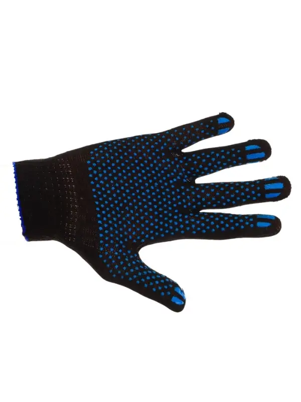 Перчатки садовые, хб, вязка 10 класс, 3 нити, размер 9, с ПВХ точками, чёрные