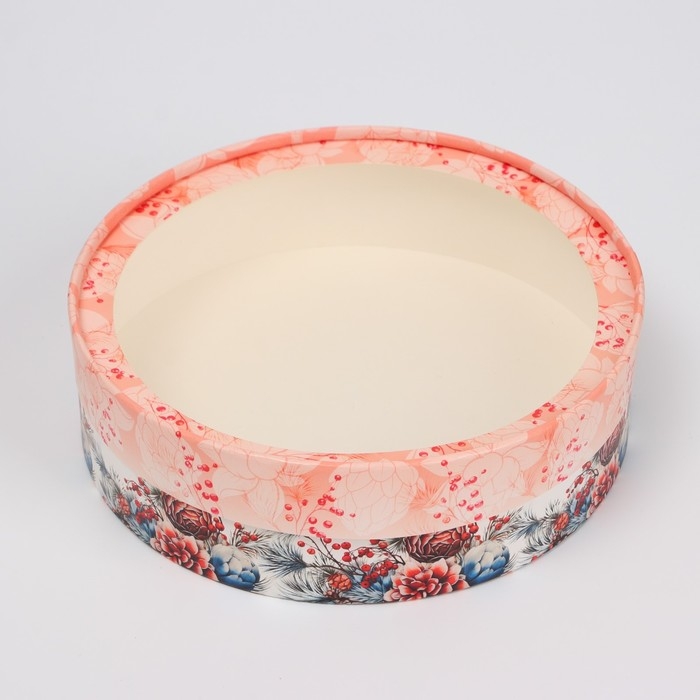 Коробка подарочная новогодняя для макарун тубус с окном Коробка подарочная новогодняя для макарун тубус с окном "Шишки", 20 х 6 см. Новый год