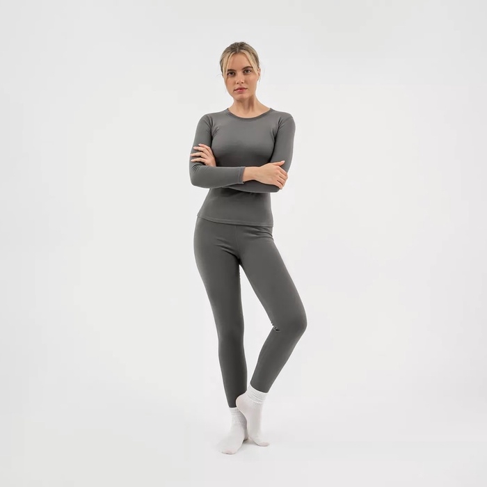 Термобельё женское Resport, комплект: лонгслив, лосины, р. 42, цвет серый