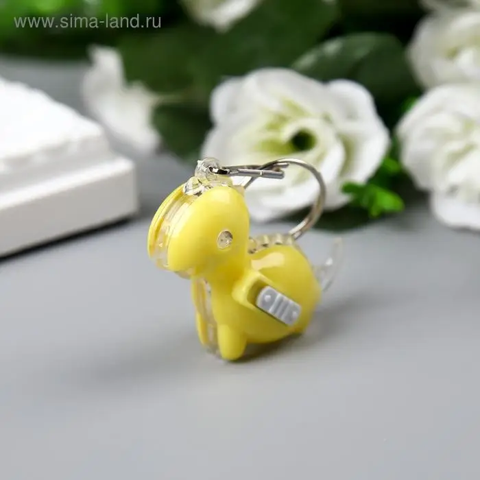 Фонарик брелок для ключей на кольце &laquo;Динозаврик-малыш&raquo;, мигает 3.5&times;2&times;3.5 см, МИКС