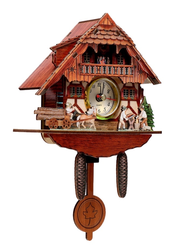 Часы настенные с кукушкой &laquo;Поместье&raquo;, плавный ход, 21.6&times;14.8&times;5.5 см