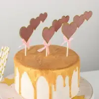 Набор топперов для торта &laquo;Сердечки&raquo;, 3 шт, 20&times;13 см, цвет розовый