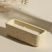 Свеча в вулканическом подсвечнике "Ящик" 3 хлопковых фитиля, белая 5,2х15х4,7 см