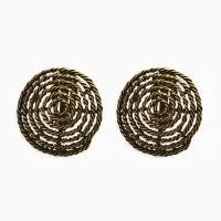 Клипсы "Винтаж" круг из веревки, цвет чернёное золото