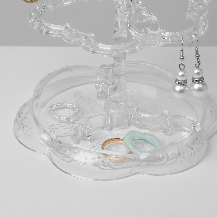 Подставка под серьги &laquo;Лепестки&raquo; 14,5&times;14,5&times;17 см, 2 яруса, цвет прозрачный