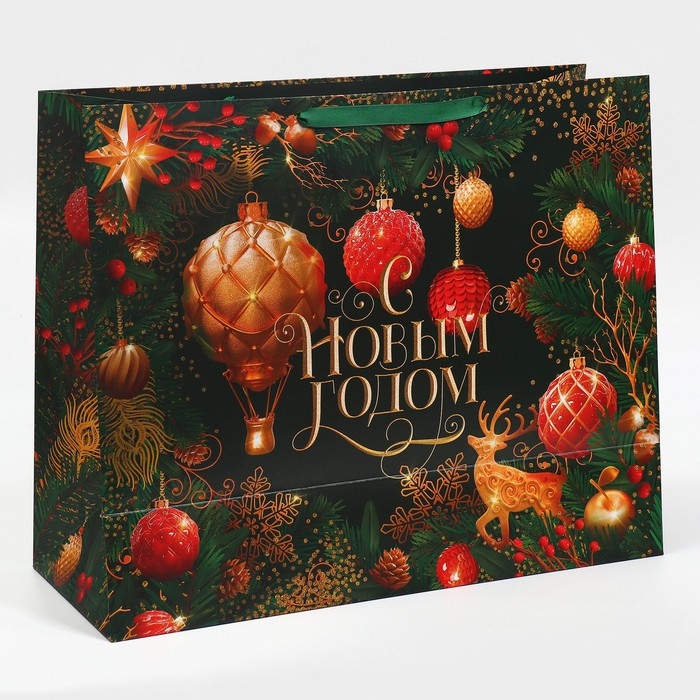 Пакет подарочный новогодний ламинированный &laquo;Игрушки&raquo;, XL 49 х 40 х 19 см, Новый год