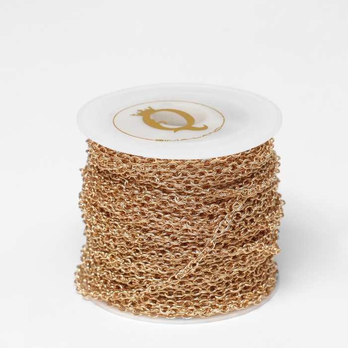 Цепочка железная без карабина на бобине, 0,11&times;0,11&times;0,1см, L=10м, якорная, цвет золото