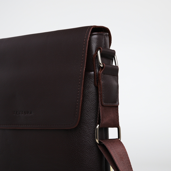 Сумка мужская через плечо TEXTURA, наружный карман, цвет коричневый Сумка мужская через плечо TEXTURA, наружный карман, цвет коричневый