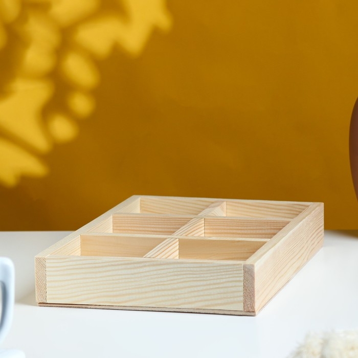 Кашпо деревянное 28&times;19&times;5 см "Six, 6 ячеек", натуральный Дарим Красиво