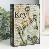Шкатулка-книга дерево, кожзам "Ключи и газета" 4,5х13х18 см Шкатулка-книга дерево, кожзам "Ключи и газета" 4,5х13х18 см