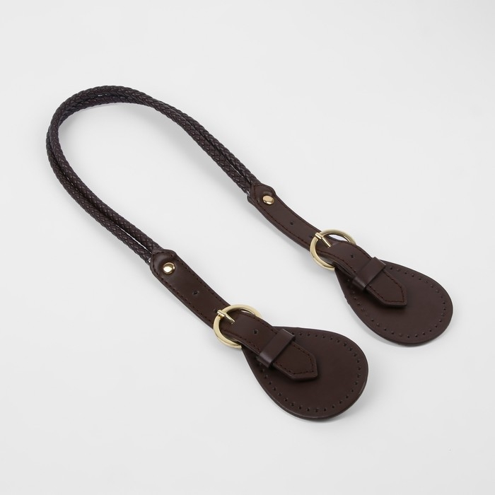 Ручка для сумки, шнуры, 60 × 1,8 см, с пришивными петлями 5,8 см, цвет коричневый/золотой Ручка для сумки, шнуры, 60 × 1,8 см, с пришивными петлями 5,8 см, цвет коричневый/золотой