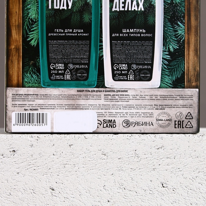 Подарочный набор косметики &laquo;Самому лучшему мужчине в Новый Год&raquo;, гель для душа и шампунь для волос, 2 х 250 мл, ЧИСТОЕ СЧАСТЬЕ