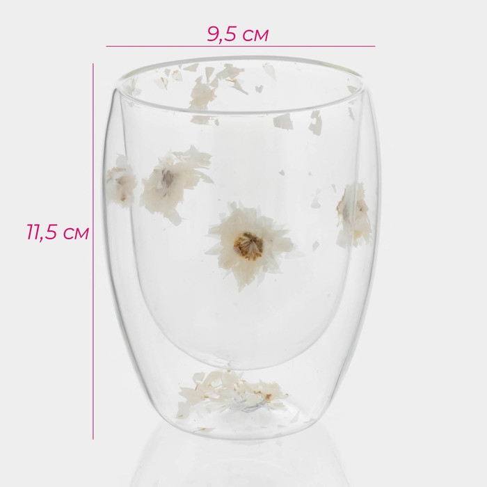 Набор стаканов с двойными стенками &laquo;Сухоцвет&raquo;, 350 мл, 9,5х11,5 см, 2 шт