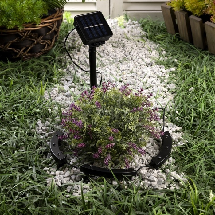 Садовый светильник на солнечной батарее &laquo;Обруч&raquo;, 9 LED, свечение тёплое белое