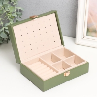 Шкатулка кожзам для украшений "Матовая гладь. Прямоугольная" зелёная 16х11,5х5,5 см Шкатулка кожзам для украшений "Матовая гладь. Прямоугольная" зелёная 16х11,5х5,5 см