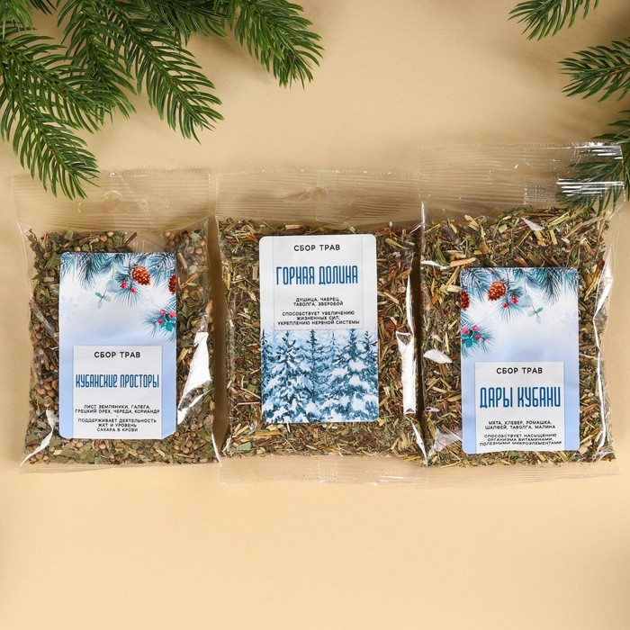 Подарочный набор &laquo;Тайны матушки зимы&raquo;: сбор трав 3 шт. х 20 г., варенье из сосновых шишек, 100 мл.