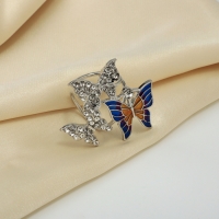 Кольцо для платка &laquo;Бабочки&raquo;, цветное в серебре