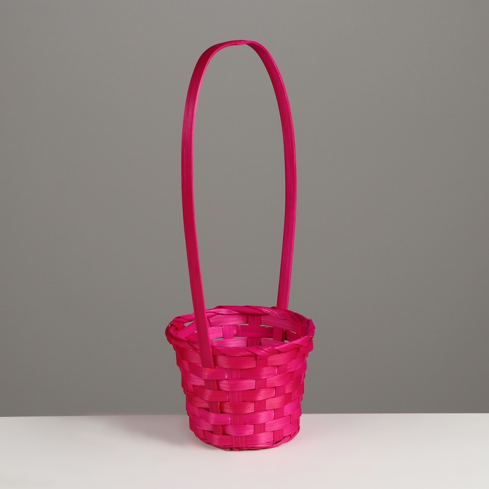 Корзина плетёная, D13 x H9.5/28см,бамбук, розовый Корзина плетёная, D13 x H9.5/28см,бамбук, розовый