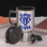 Термокружка с USB &laquo;Супер папа&raquo;, 450 мл