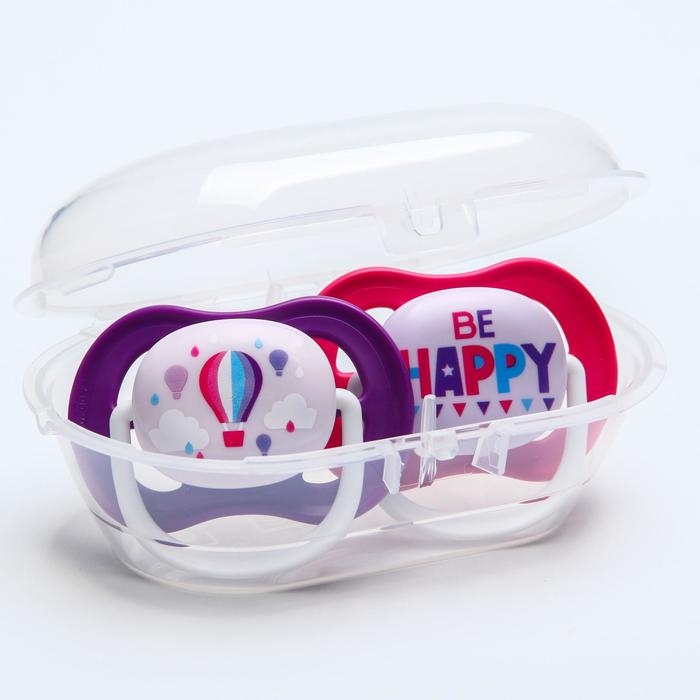 Пустышка ultra air Lime, Be happy/Воздушный шар, 6-18 мес, 2 шт, для девочек