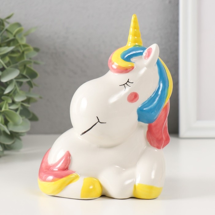 Копилка керамика Копилка керамика "Единорожка спит сидя" 12х9,5х16 см
