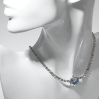 Колье &laquo;Драгоценность&raquo; сердце крупное, цвет белый в серебре, 34 см