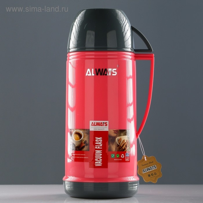 Термос 1 л, со стеклянной колбой, сохраняет тепло 10 ч, микс