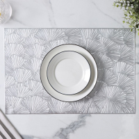 Салфетки сервировочные на стол Доляна &laquo;Веер&raquo;, 4 шт, 30&times;45 см, цвет серебряный