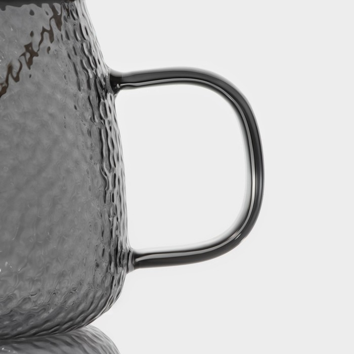 Кружка стеклянная с крышкой и ложкой Magistro &laquo;Диамант&raquo;, 450 мл, цвет серый