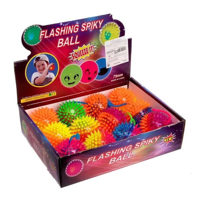 Мяч &laquo;Ёжик&raquo;, световой, с пищалкой 7,5 см, цвета МИКС