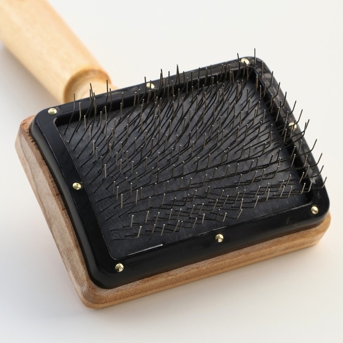 Щетка деревянная Щетка деревянная "Премиум" без капель для длинношерстных животных, основание 80х60 мм