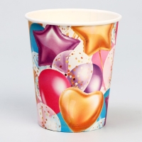 Одноразовая посуда: стакан бумажный &laquo;Шары&raquo;, 250 мл,набор 6 шт