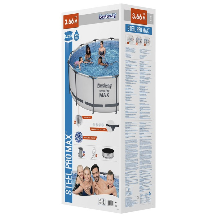 Бассейн каркасный Steel Pro MAX, 366 х 122 см, фильтр-насос, лестница, тент, 56420 Bestway Бассейн каркасный Steel Pro MAX, 366 х 122 см, фильтр-насос, лестница, тент, 56420 Bestway