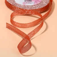 Лента парчовая, 10 мм, 23 &plusmn; 1 м, цвет красный №039