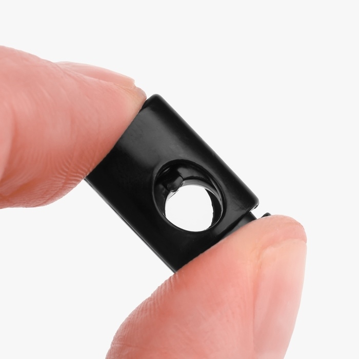 Фиксатор для шнура, d = 5 мм, 10 &times; 20 мм, 5 шт, цвет чёрный