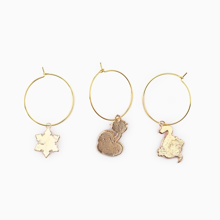 Подвески на ножки бокала новогодние &laquo;Волшебного праздника&raquo; на Новый год, 3 шт,, диам, 3 см