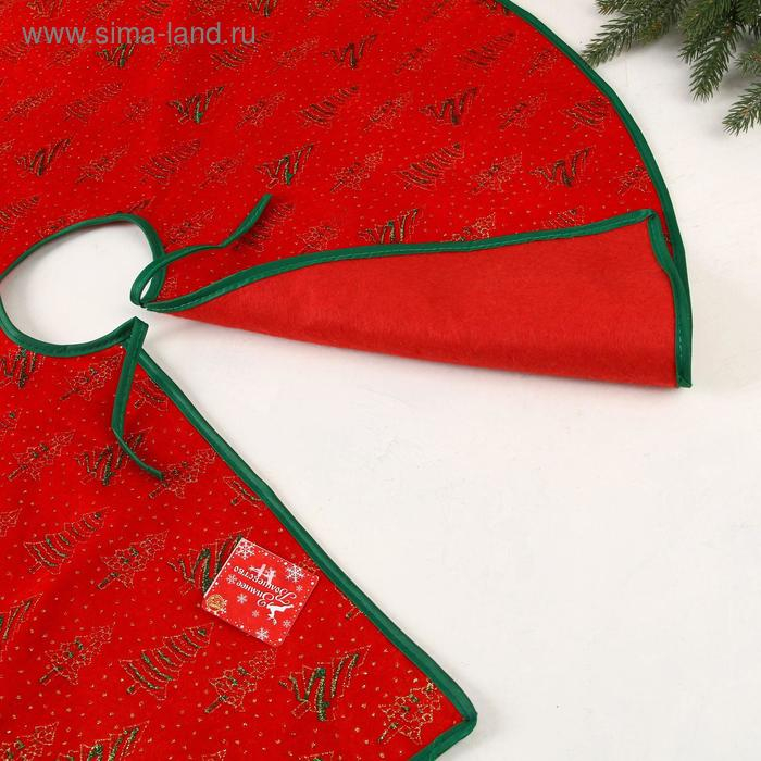 Полянка под ёлку "Ёлочки в снежинках" d-75 см, красно-зелёный