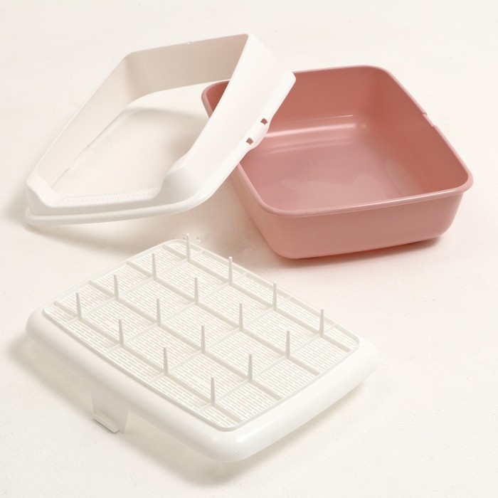 Лоток для кошек совок+ сетка 50,5 х 39 х 23 см, розовый