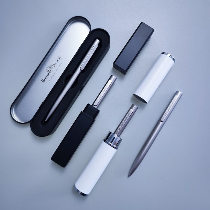 Ручка шариковая поворотная, 1.0 мм, BrunoVisconti FIRENZE, стержень синий, металлический корпус Soft Touch шампань, в тубусе