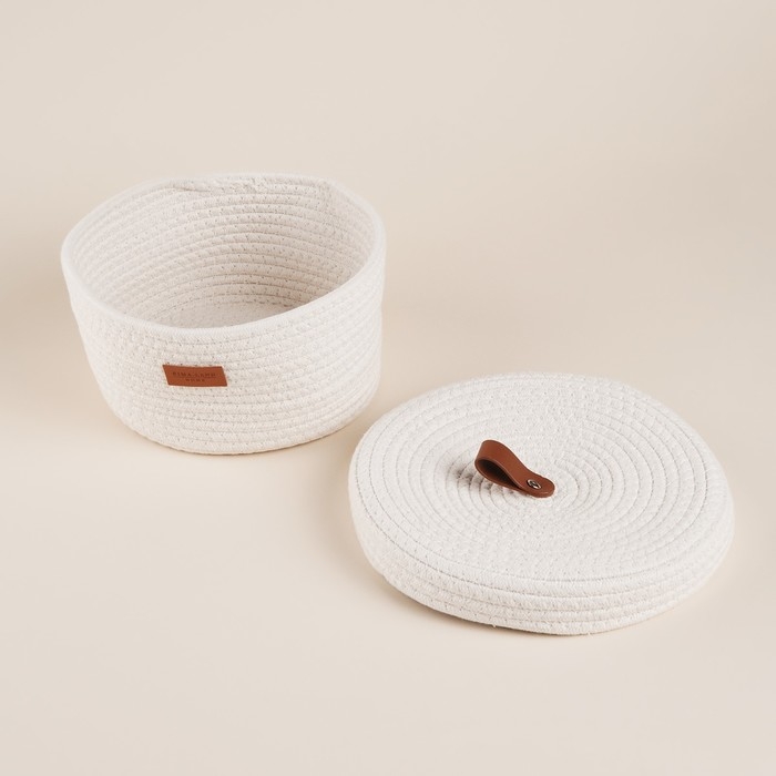 Корзина для хранения SL Home &laquo;Бэлл&raquo;, плетёная ручной работы, большая, 32&times;32&times;16 см, цвет белый