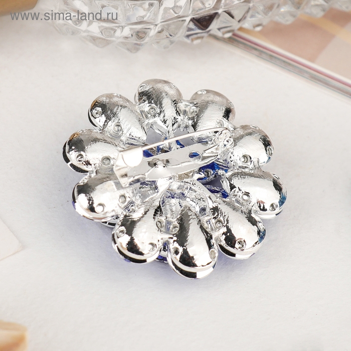 Брошь &laquo;Цветок&raquo; василёк, цвет синий в серебре