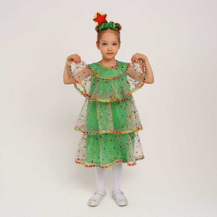 Карнавальный костюм &laquo;Ёлочка волшебная&raquo;, органза, р. 34, рост 122&ndash;128 см