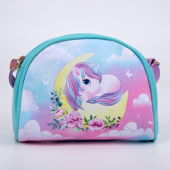 Сумка детская Сумка детская "Единорог на луне", искусственная кожа, с брелком, 18х15х2 см