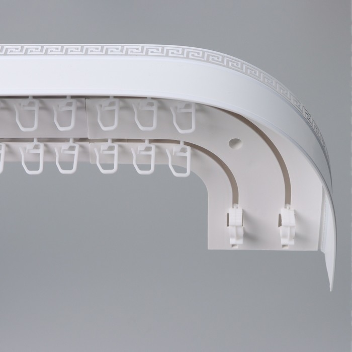 Карниз двухрядный, &laquo;Ультракомпакт. Лабиринт&raquo;, 200 см, с декоративной планкой, цвет белый