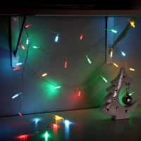 Гирлянда &laquo;Нить&raquo; 5 м с насадками &laquo;Хрусталики&raquo;, IP20, прозрачная нить, 50 LED, свечение мульти, 8 режимов, 220 В